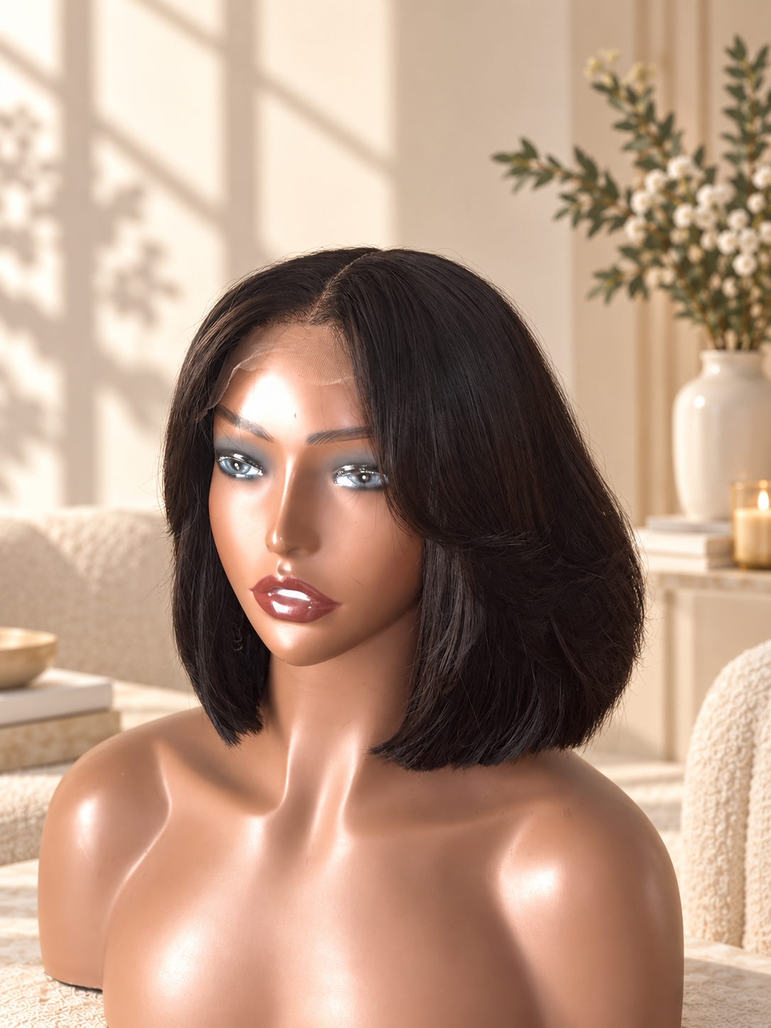 Brea wig on a beige background